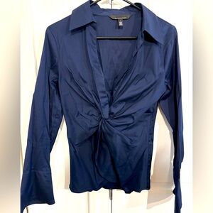 NWOT White House Black Market WHBM Navy Blue Blouse